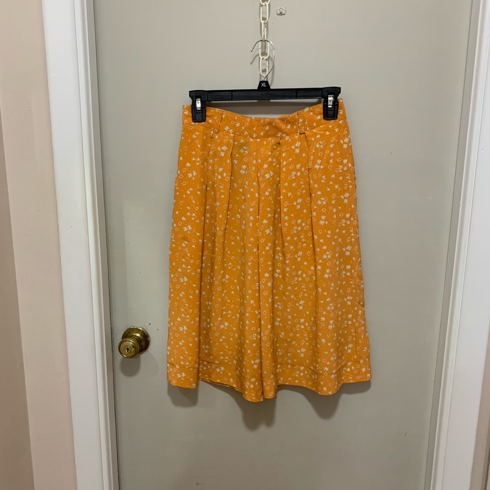 Vintage High Waist Floral Yellow Shorts